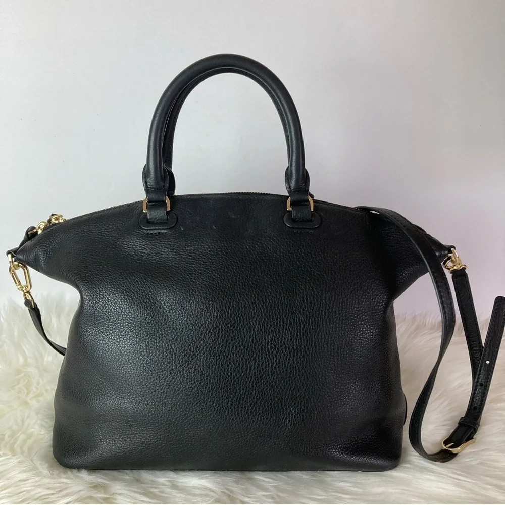 Tory Burch Thea Satchel Shoulder Strap Leather Bag Black